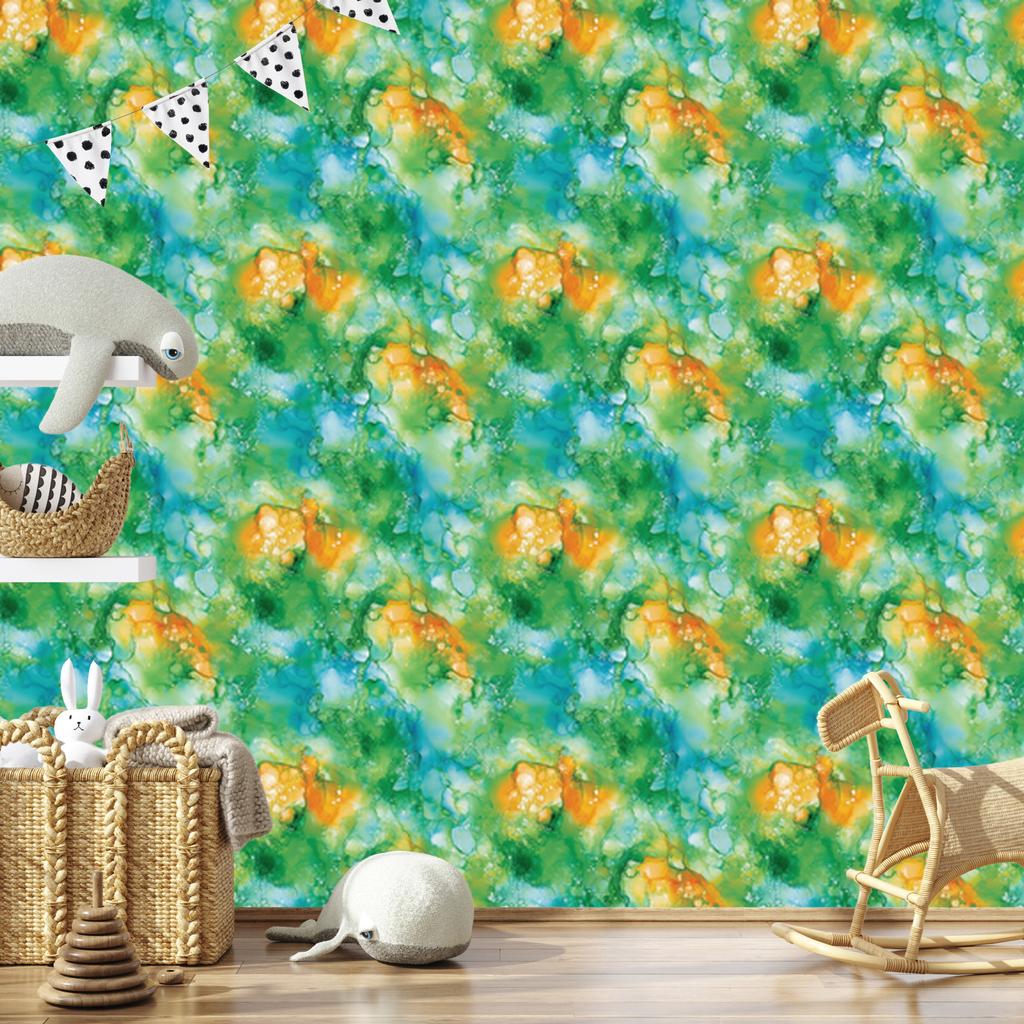 Ink Green, Sea Green and Turquoise Wallpaper for Living Room and Bedroom 50x1000