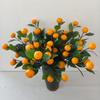 Plastic Realistic Imitation Fruit Stem Green Leaves Simulation Orange  Wall Hanging Decor