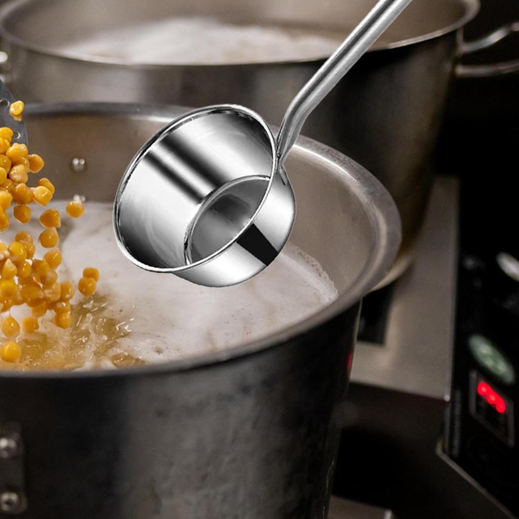 Stainless Steel Water Ladle Cup Long Handle Easy To Porridge Spoon Soup for Hair Washing