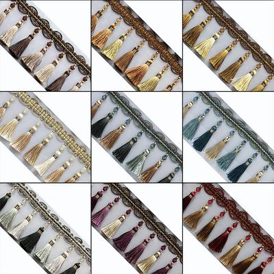1 Meter Tricolor Curtain Fringe Tassel Trimming Crystal Beads Pendant Lace Decorative Curtain Sofa Tablecloth Accessories