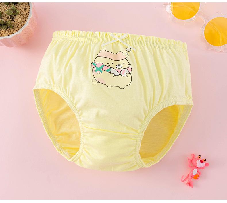 Korean Style Kids' Pure Cotton Cartoon Underwear - Medium & Large Girls' Triangle Shorts