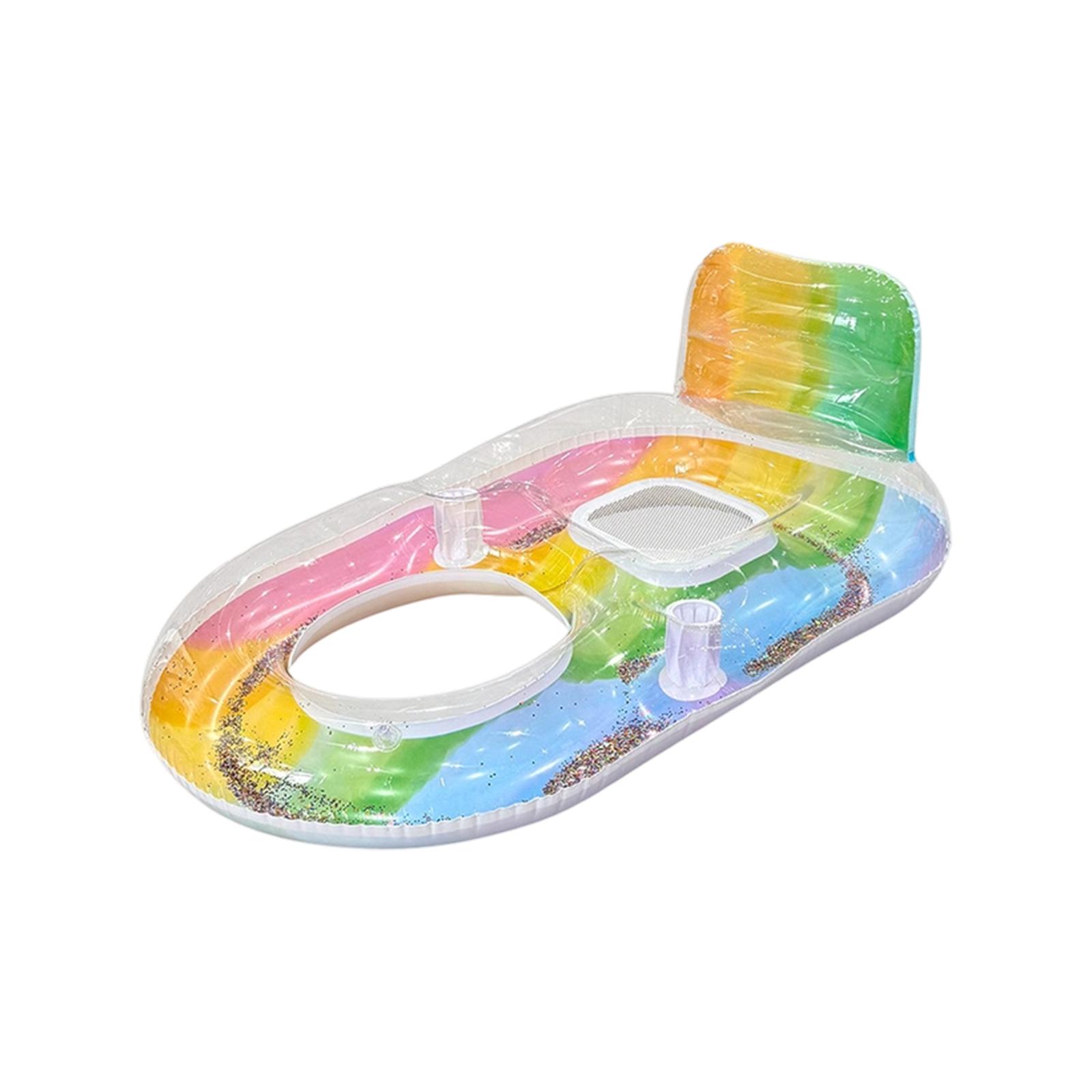

Inflatable Pool Lounger with Glitter Accents Double Seat Backrest and Cup Holders for Swimming Water Relaxation Outdoor Use One Size