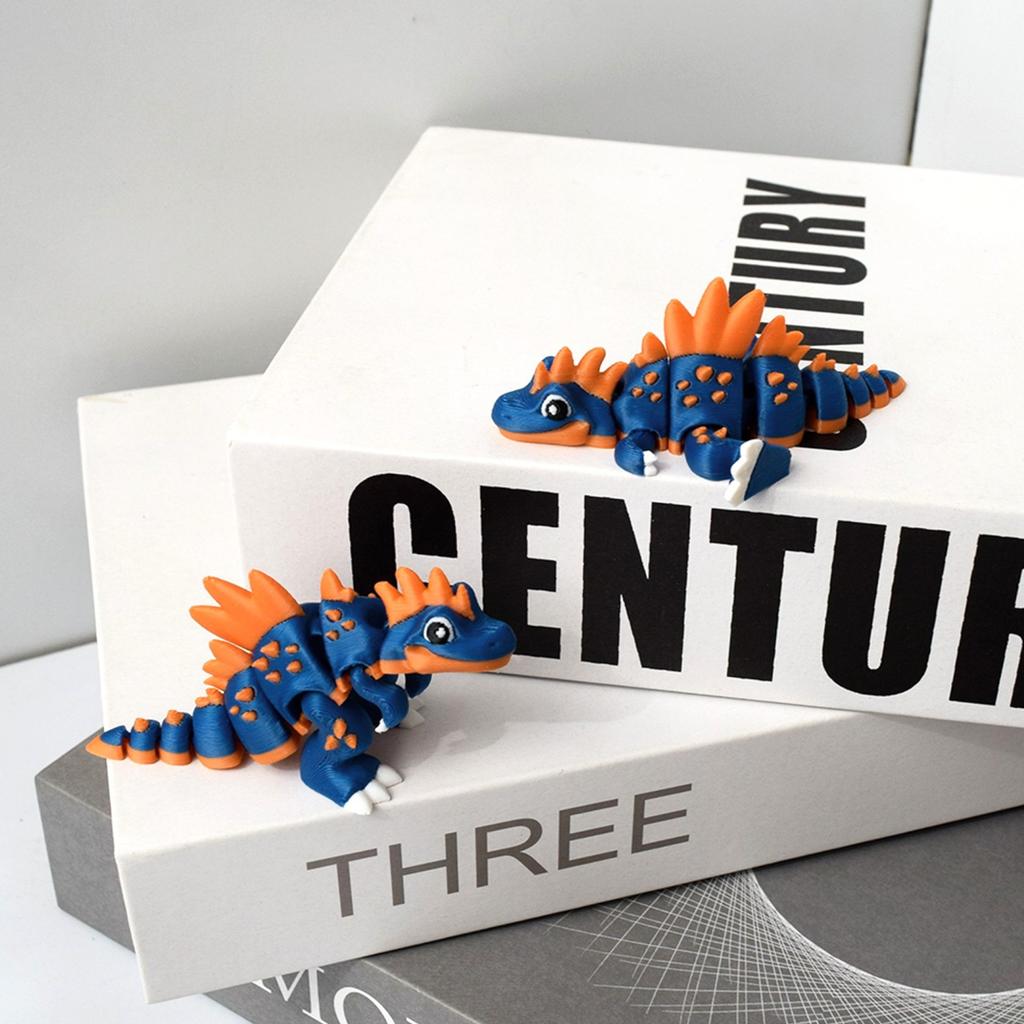 Joint Movable 3D Printing Yellow Orange Spine Dragon Statue Creative Kids Toy Cute Simulation Dinosaur Model Desktop Ornament