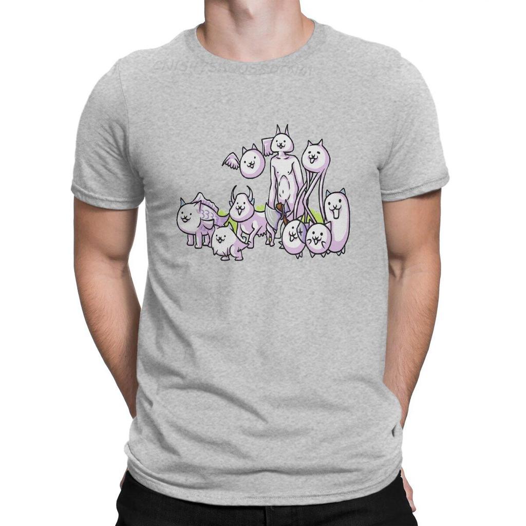 The Battle Cats Cat Game Male T Shirt Team Custom Men Retro T-shirts Graphic Printed Oversized T-shirt Transfer Printing