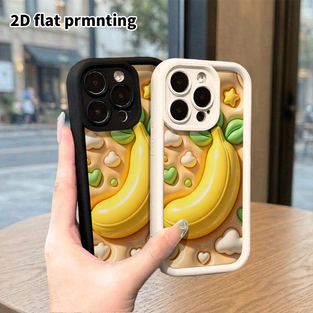 Phone Case: 2D Flat Design Suitable for iPhone 18 17 16 15 14 13 Pro Protective Case, 3D Banana, Perfect Christmas and Halloween Holiday Gift