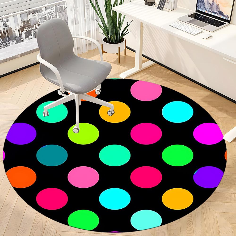 1PC Colorful Dots Pattern Chair Carpet for Office, Indoor Non-Slip Washable Carpet, Soft Comfortable Mat For Office Room yy250930197