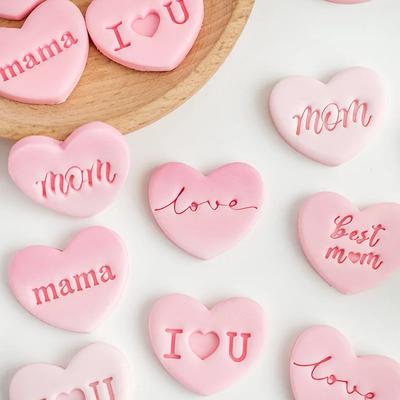 1 Set Happy Mother's Day Cookie Embossed Mold Love You Best Mom Mama Cookie Cutter Mold DIY Baking Biscuit Pastry Tools Fondant