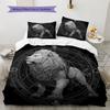 Lion Runes Pattern Bedding Quilt Set  Home Decoration  Gift (1 * duvet cover + 2 * pillowcase  without core)
