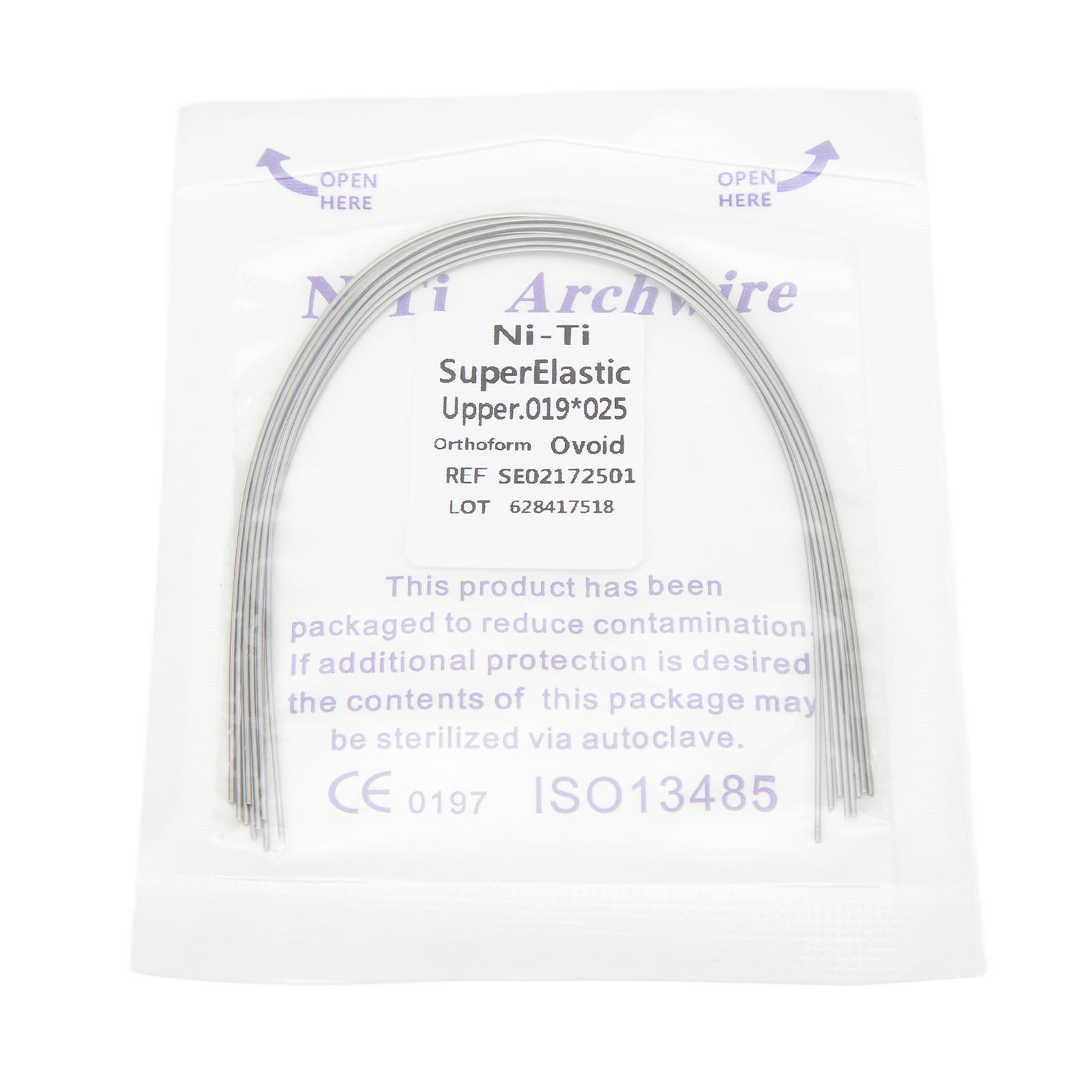 50 шт. Стоматологическая ортодонтическая дуга Ортодонтическая прямоугольная дуга Сменный аксессуар 0,019 X 0,025 дюйма Верхняя