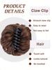 Synthetic Bun Claw Clip Light Brown 6-inch Clip On Hair Wavy Curly Bun Ponytail Extension Wig For Women
