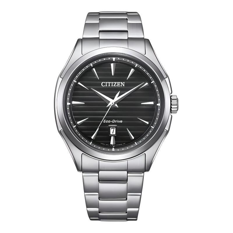 

CITIZEN Waterproof 100 Meters Solar Quartz Steel Strap Men s Watch Black Dial AW1750-85E чорний