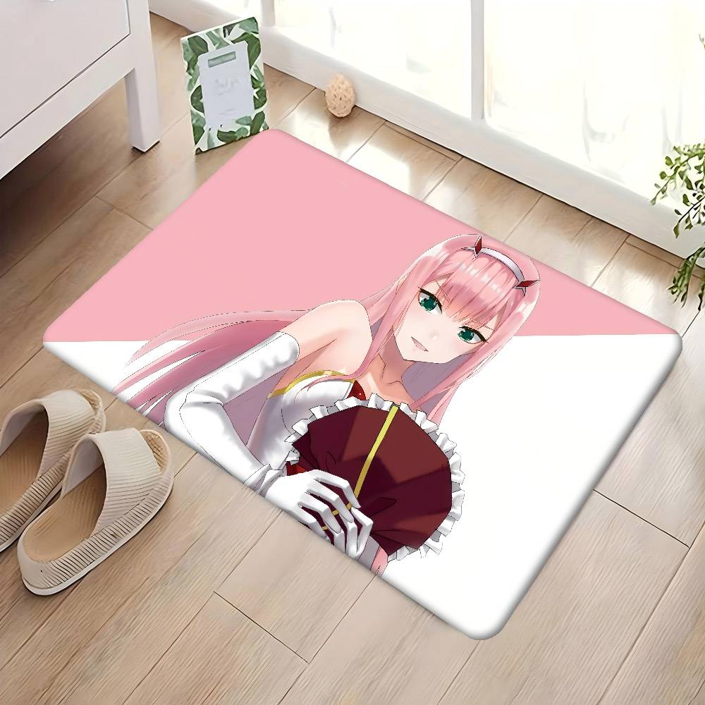 Anime Zero Two Rubber XXL PC Bathroom Mat Anti-slip Absorb Water Long Strip Cushion Bedroon Mat Welcome Doormat