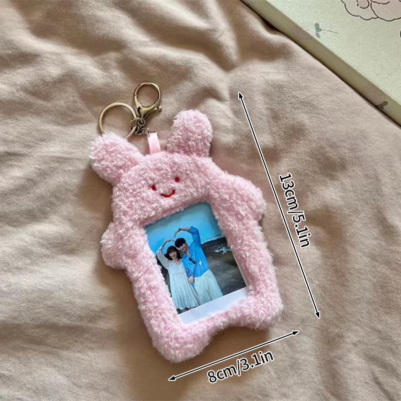 Plush Fox Photocard Holder Cute Photocard Case Student Cards Holder Kpop Idol Photos Protective Cover Keychain Bus Card Sleeve