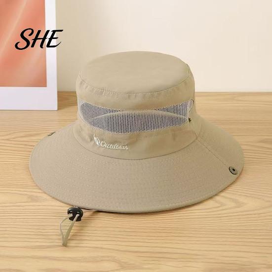 Foldable Travel Hat for Vacation Summer Mesh Spliced Bucket Men Women, Extra Wide Brim Sun Outdoor Hiking with Adjustable Drawstring, Portable
