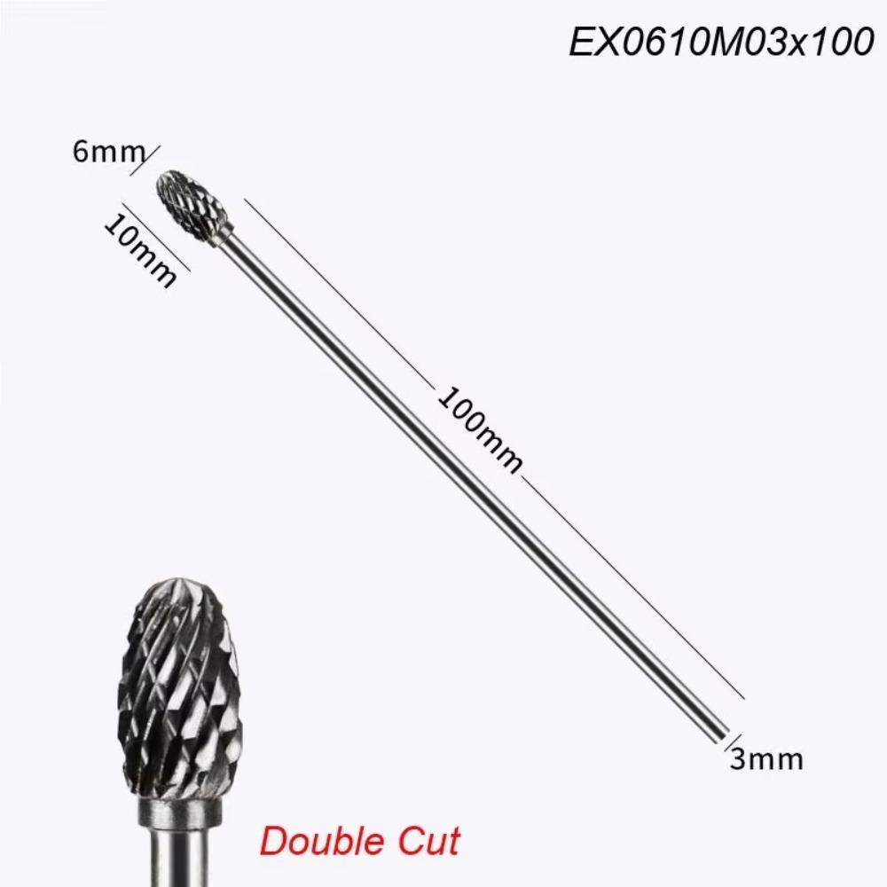 100mm Rotary File Milling Cutter Extra Long Carbide Burr Alloy Bits Tungsten Steel Grinding Head