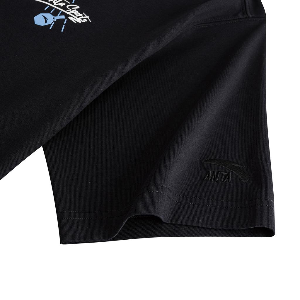 Anta Sports Retro Lifestyle Series Short Sleeve Knitted T-Shirt Summer Tee Men tops Basic-Black 152628107-6