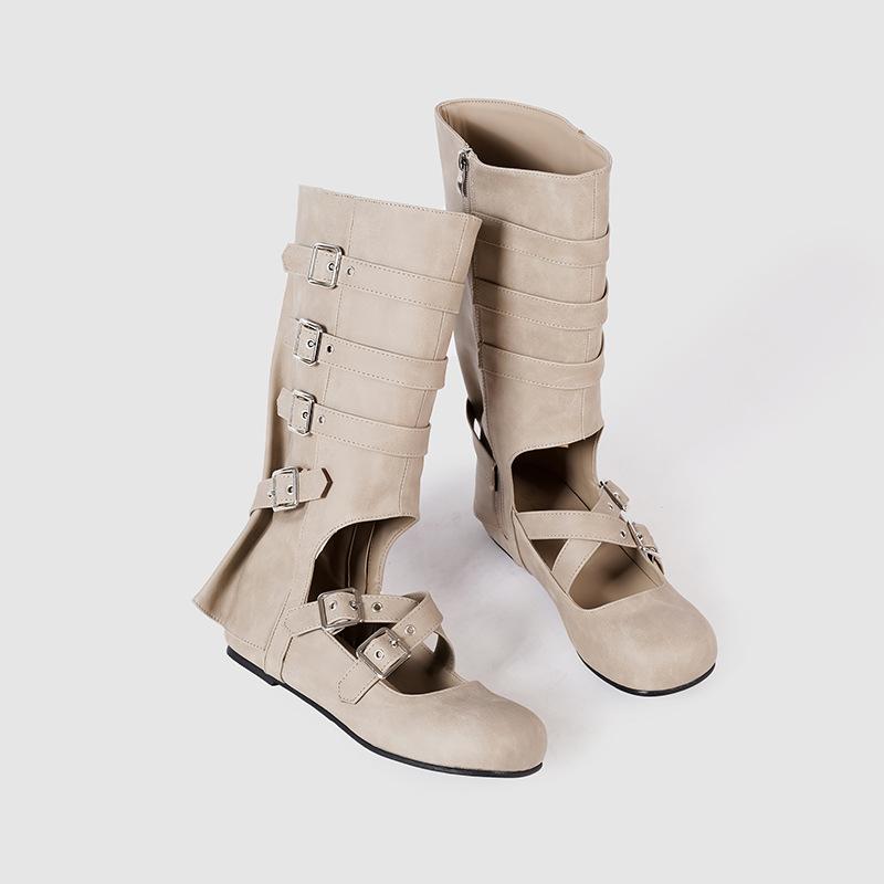 

Retro belt buckle boots women s 2025 new wasteland wind square head side zipper thick heel locomotive boots western cowboy boots 40 абрикосовый