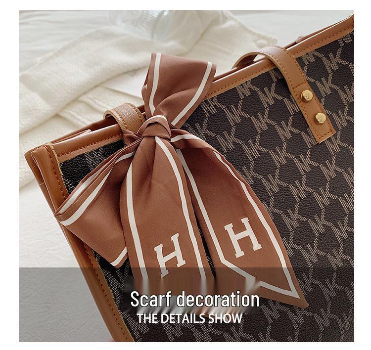 Women's 2022 Trendy Large Silk Scarf Shoulder Tote Bag