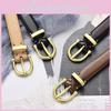 Fashion Woman Pu Leather Belt With Round Metal Buckle For Casual And Wear Office