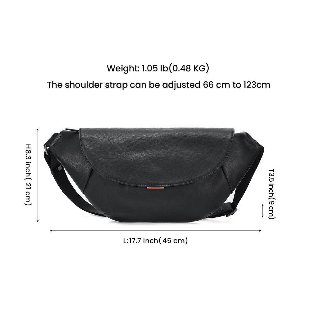 Men's Premium Vegetable Tanned Leather Crossbody Chest Bag - Large Capacity Casual Sports Shoulder Bag
