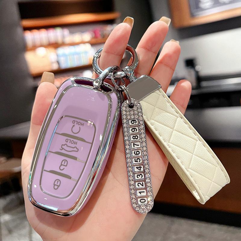 Suitable for Hongqi H5 Key Cover H7 HS5 HS7 New Energy EHS3 Car Leather Men's and Women's Keychain Case