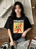 Colorful Chili Peppers And White Letters Print T Shirt Women Summer All-Match Tops O-Neck Hip Hop Short Sleeve Y2K Top