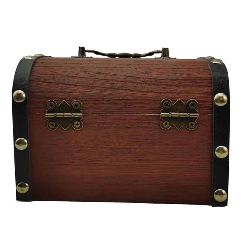 1 Set Vintage Treasure Storage Box Wooden Treasure Chest With Lock Piggy Bank Organizer Saving Box Case For Home Decoration