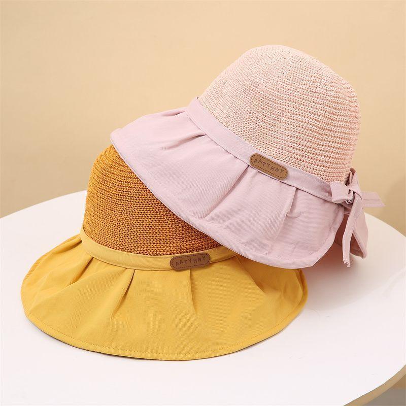 New bucket hat spring and autumn cotton labeling hat women's sunscreen sun hat big brim sun hat