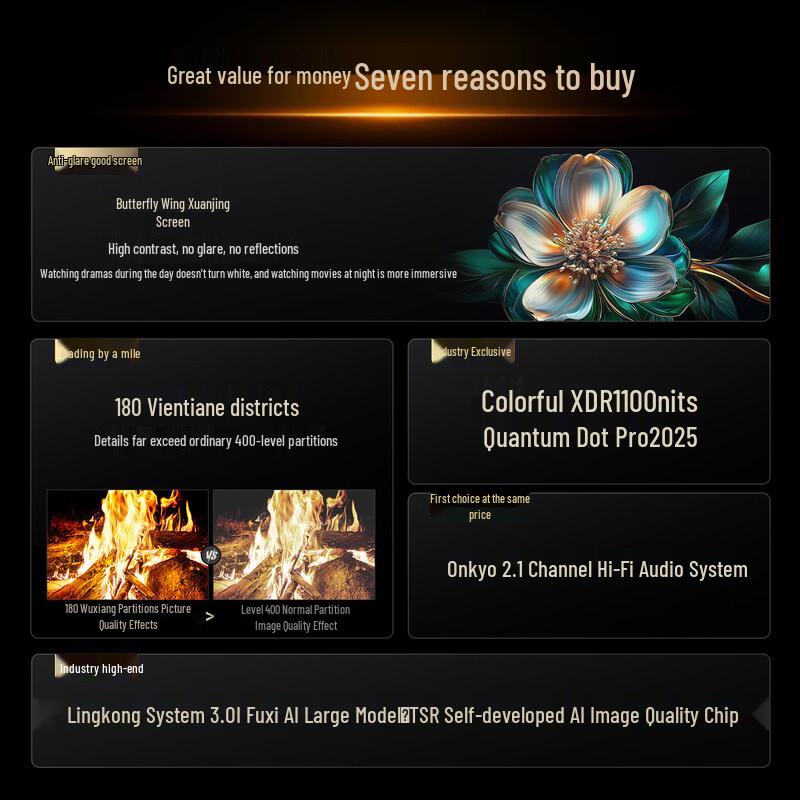 Tcl T6L Series QD-Mini LED Quantum Dot XDR DeepSeek AI Smart TV