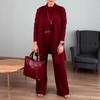 2025 European & American Fashion Women's Three-piece Set: Round Neck Tee, Short Sleeve, Long Pants, Mid-length Jacket