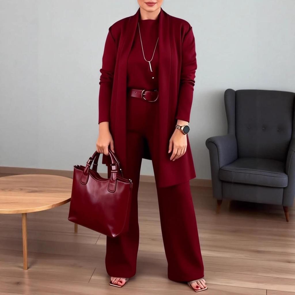 2025 European & American Fashion Women's Three-piece Set: Round Neck Tee, Short Sleeve, Long Pants, Mid-length Jacket