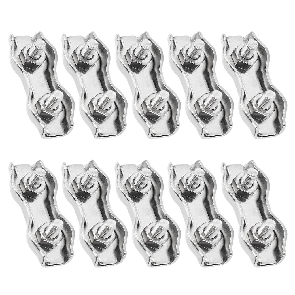 10Pcs Steel Wire Rope Chuck Lock 304 Stainless M3 Double Clip Clamp for Industrial Mechanism