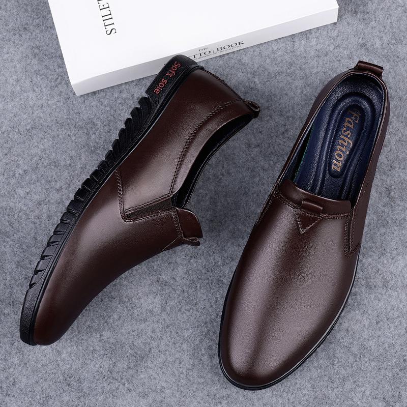 Fashion Premium Mens Genuine Leather Loafers Slip-On Dress Shoes Comfortable Business Casual Shoes Breathable Driving Footwear Moccasins