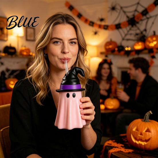 Flexibler Silikon-Dosenbezug Halloween-Hexenhut Geisterhalter Gruselige Isolierhülle für Standard-Feiertagsgetränke Soda Bier,