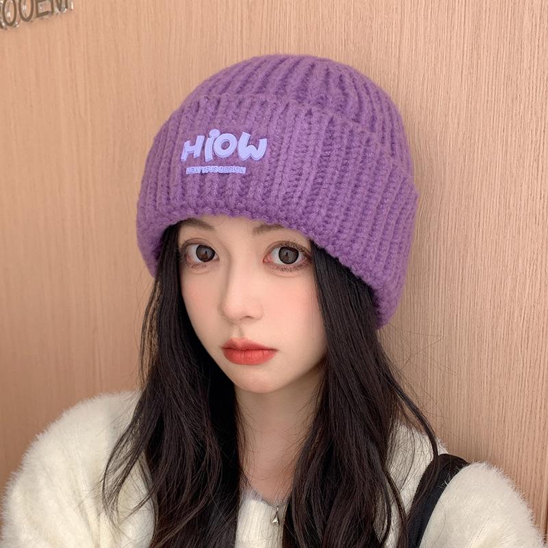 Women's Face Showing  Versatile Ear Protection Wool Hat  Students' Warm Knitted Hat Cold Hat  Trendy Men's Japanese Style