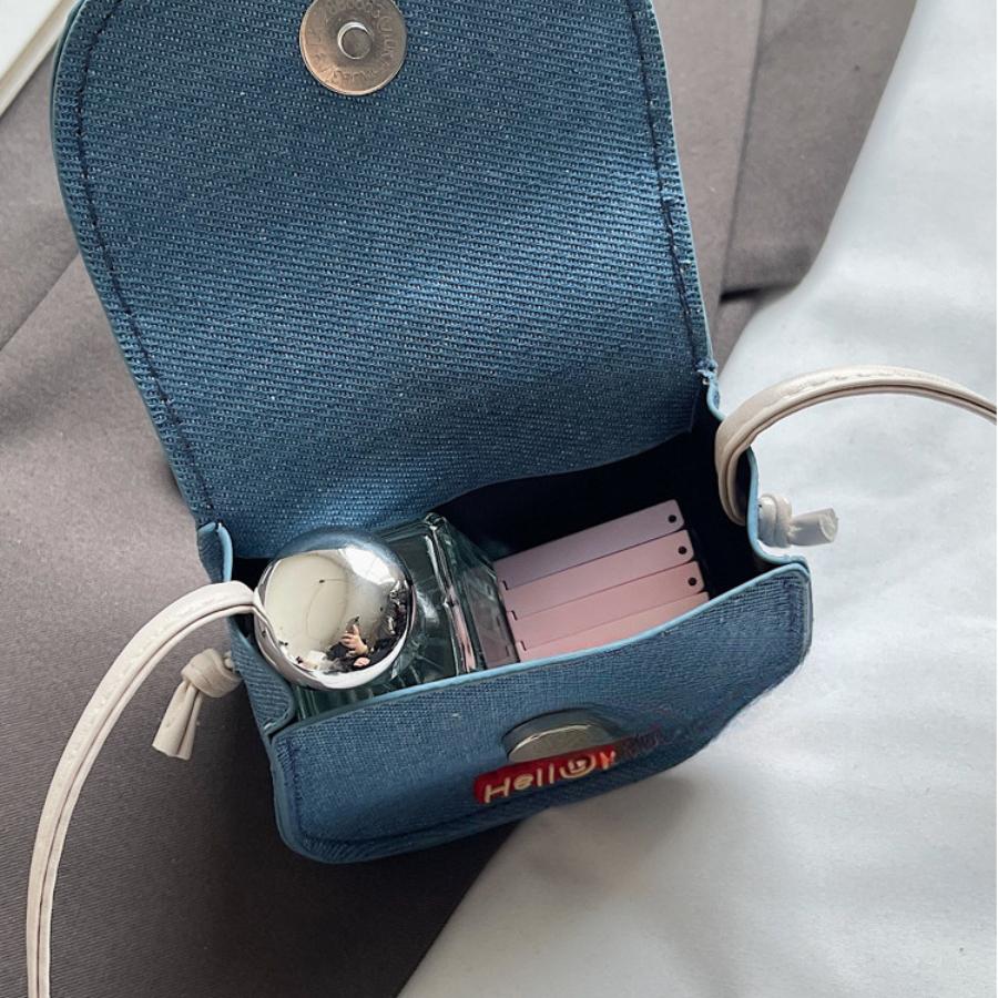Cute Cat Bow Knot Denim Mini Wallet Fashionable Cartoon Crossbody Purse for Women KTB