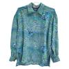 ESCADA 80's Green and Blue Leopard and White Tiger Silk Shirt tops 38 Blue greenUsed