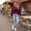 Women's Velvet Zip Up Sweatshirt with Collar Casual Loose Fit Color for Daily Wear