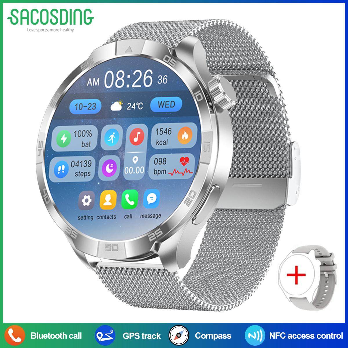 

Мужские умные часы SACOSDING, новые 1,85-дюймовые 360 * 360 HD 5.0 Bluetooth, мониторинг здоровья и сердечного ритма, мужские умные часы