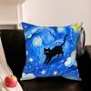 Cute Cat V-Van G-Gogh Starry Sky Various Sizes Square Pillowcase For Car Home Bedchamber Decor