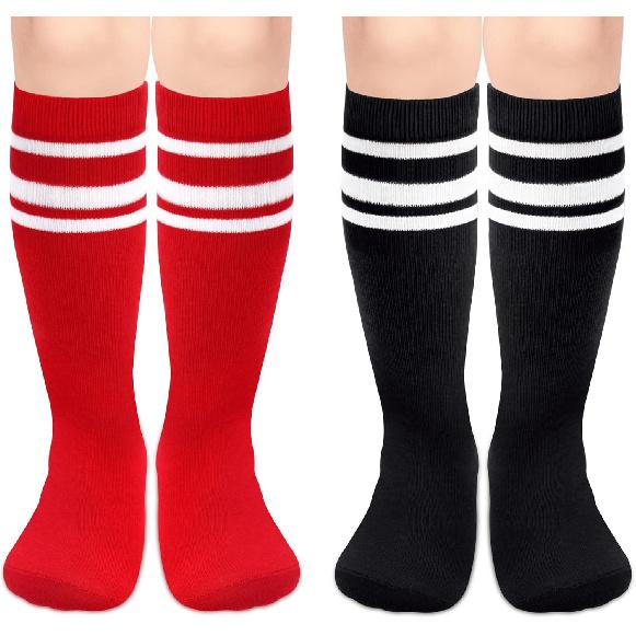 Olreco Toddler Soccer Socks Boys Girls Soccer Socks Kids Knee High Socks for Toddler Girls Toddler Tube Socks with Stripes
