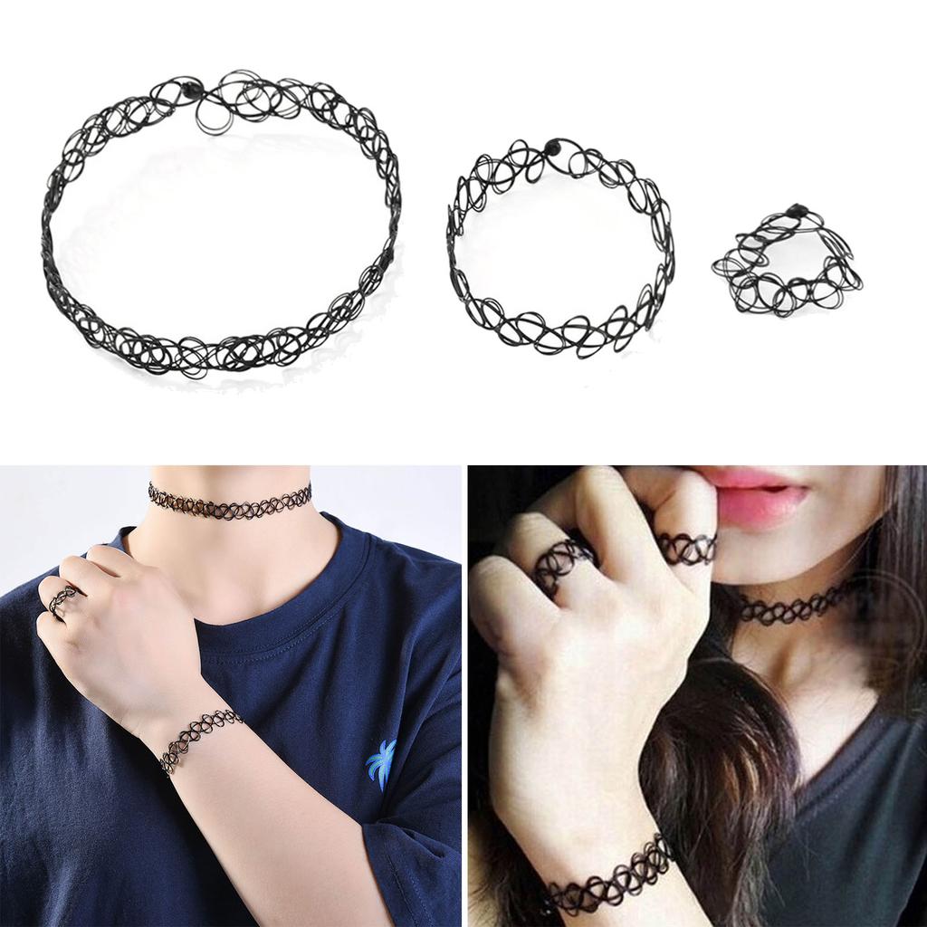 Elastic Stretchable Chokers Gothic Tattoos Choker Chain Jewelry for Women Girls