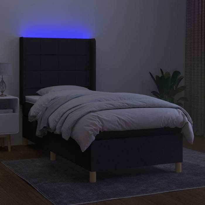 Maison Exclusive - Sommier à lattes de lit matelas et LED Noir 80x200cm Tissu