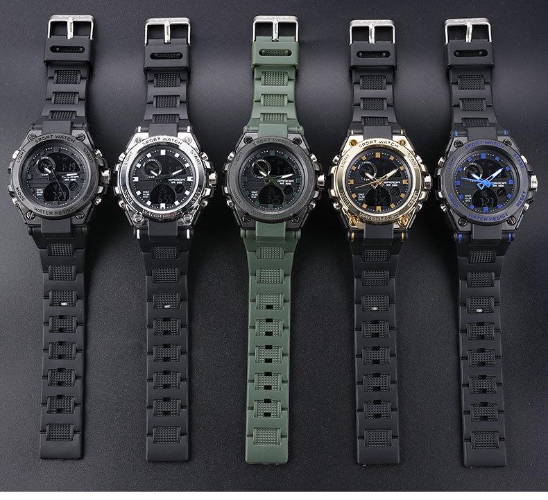 Sanda Men's Multifunctional Dual Display Luminous Waterproof Sports Watch for Teens