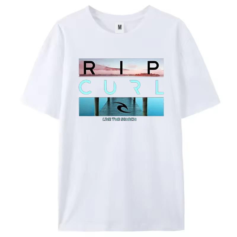 Selling Rip Live the Search Beauty Curl Logo Men's T-Shirt Summer Amazing Quality 100% Cotton White Top Tees Male New T-Shirt