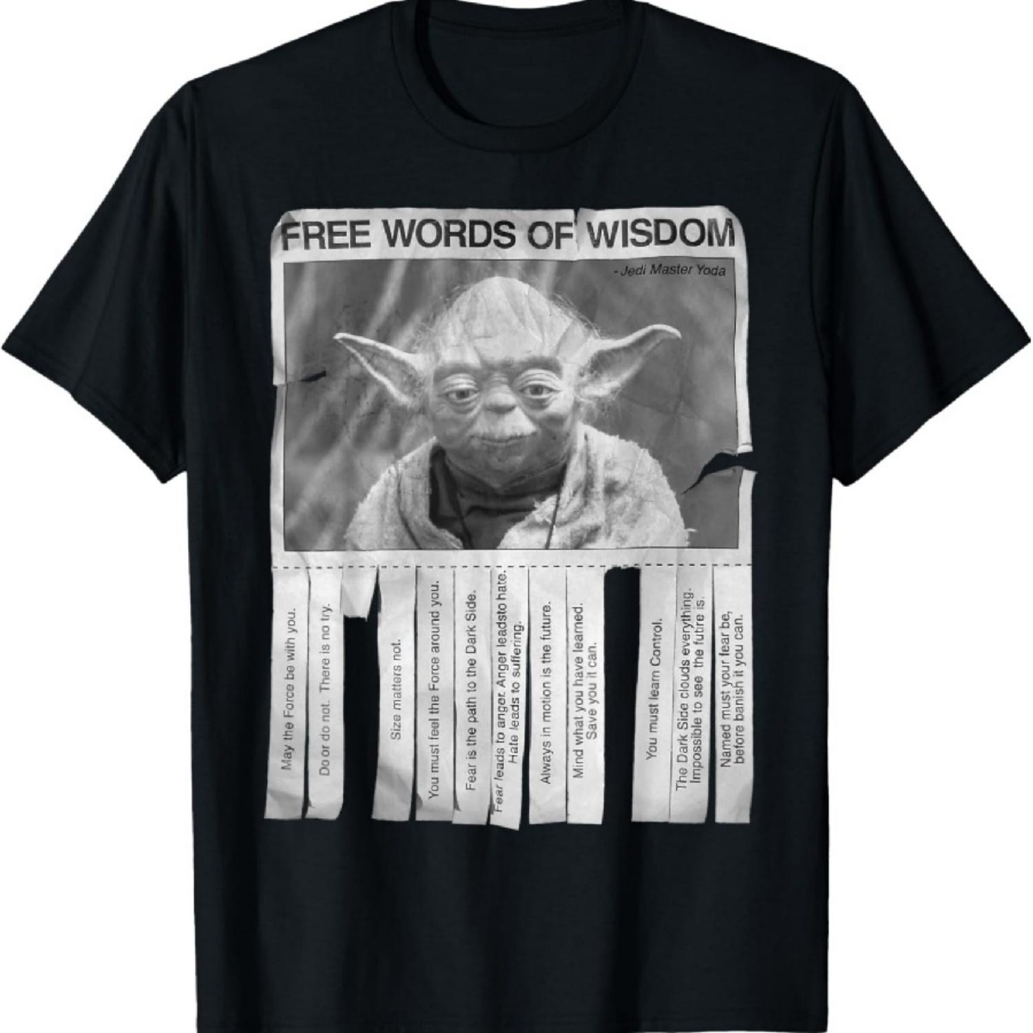 Звездные войны Йода Постер Слова мудрости Графическая футболка S чёрный