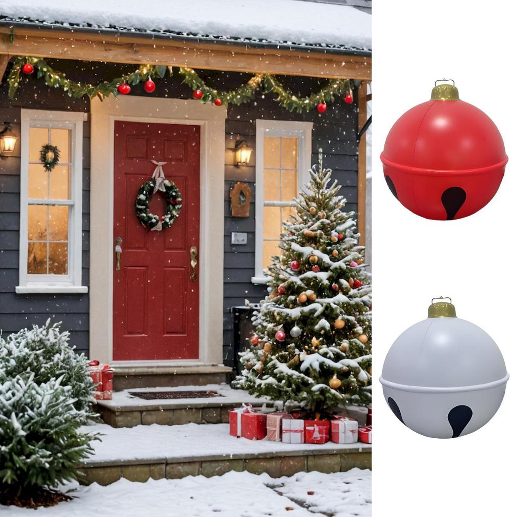 Outdoor Christmas Ball Ornaments 24 Inch Large PVC Inflatable Decor Yard Blow Up Ball Ornaments For Winter Outdoor Yard Garden