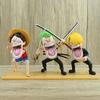 15cm One Piece Anime Figures Three Captains Sanji Monkey D Luffy Roronoa Zoro Action Figure Hungry Trio PVC Model Toys Beautiful Gifts