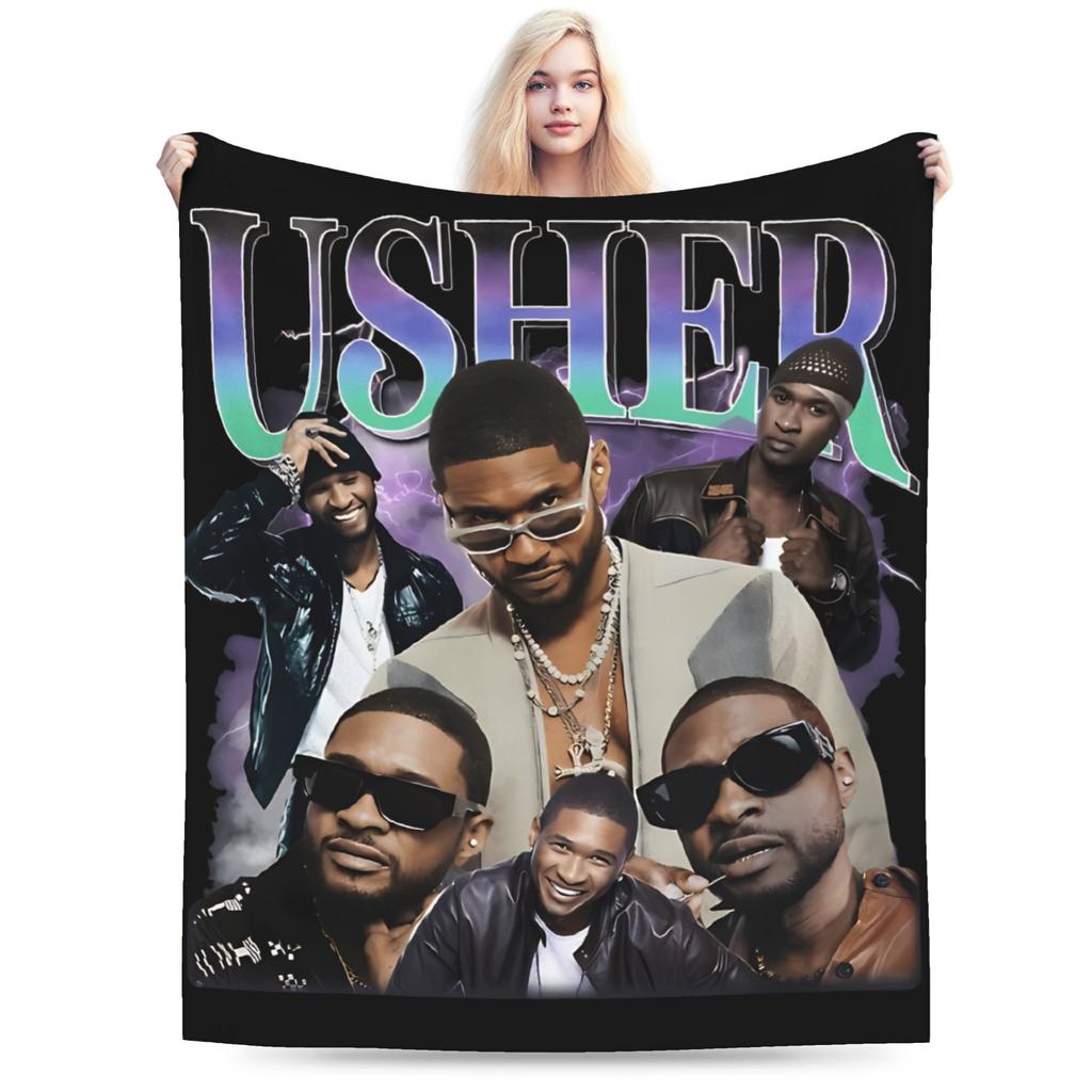 Chris Brown And Usher The Rb Tour Blanket Warm Soft Plush Throw Blanket For Girls Boys Couch Bed Flannel Bedspread Bed