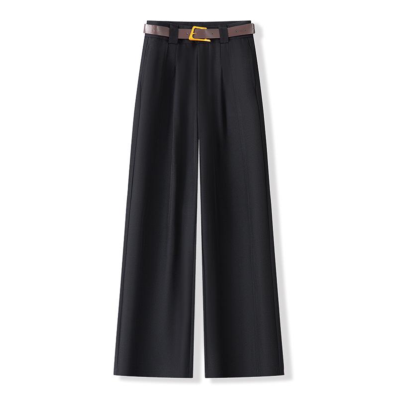 

Women s 2026 High-Waisted Loose Fit Professional Wide-Leg Suit Pants S (85-95 jin) чёрный